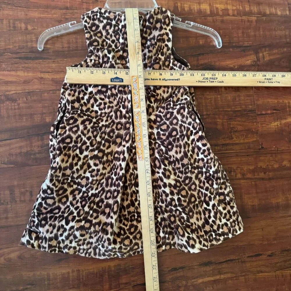 Baby Gap Toddler Girls‎ Leopard Velvet Dress 4 Years Sleeveless Jumper Pockets